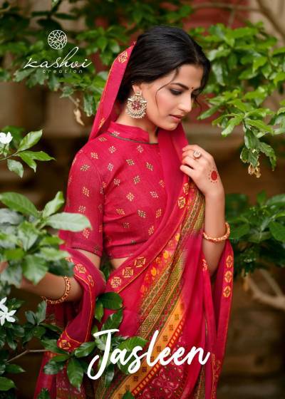 Jasleen By Kashvi Creation Fancy Georgette Saree Collection